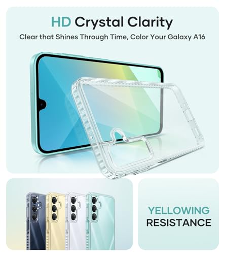 Image of Vihibii For Samsung Galaxy A16 TPU Case Clear,[Anti Yellowing] With 2X Screen Protector,Thin Shockproof Protection & Scratch Proof & Transparent,Soft TPU Crystal Cover For Samsung Galaxy A16 5G,Clear
