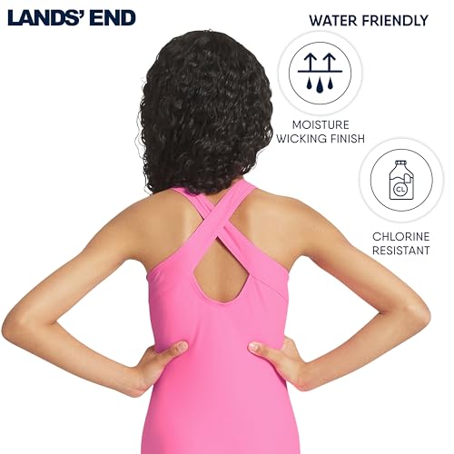 Image of Lands' End Girls' UPF 50+ Stretch Crisscross Back One Piece Swimsuit