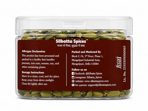 Image of Silbatta Spices Premium Green Cardamom (Hari Elaichi) 25g | Whole Green Cardamom Pods | 100% Pure | Unpolished | Manually Cleaned & Destoned | No Added Colours