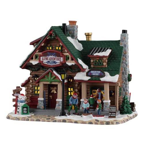 Lemax Escuela de esquí Alpine Adventures edificio cerámico coleccionable 2