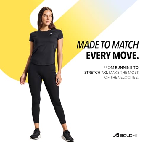 Image of Boldfit Tshirt for Woman Relaxed Fit Gym Tshirt for Women Workout Lightweight T Shirt for Woman Breathable Women T Shirt Round Neck T Shirts for Training, Running, Gym, Yoga, Badminton, Pickleball