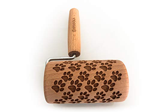 Rolling Pin Embossed With Dog Paws Pattern For Baking Engraved Cookies Size Roller 4 Inch #TOP2