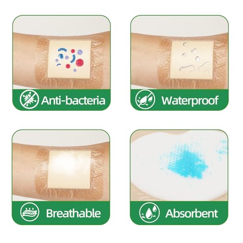 Jointown Foam Absorbent Wound Care Dressing, Adhesive Silicone Sacral Foam Dressing with Border, Waterproof Bed Sore Bandages, 7\"x7\", 5 PCS