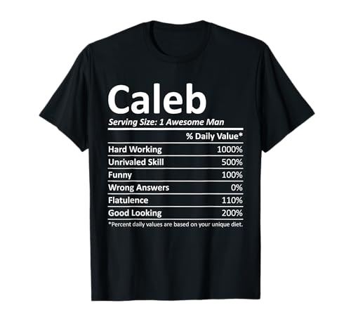 Custom Christmas Father's Day Men Nutrition Facts Caleb Nutrition Funny Birthday Personalized Name Gift Idea T-Shirt