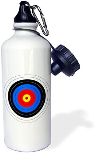 3dRose "Target with red yellow black white and blue rings-archery, goal, sport, game, illustration" Sports Water Bottle, 21 oz, White image 4