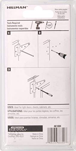 Hardware Essentials 851668 Light T-Hinges Zinc 4" -2 Pack #TOP2