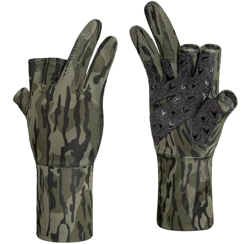 Palmyth Mens Hunting Gloves Lightweight Fingerless Camo Glove Outdoor Marsh Fog