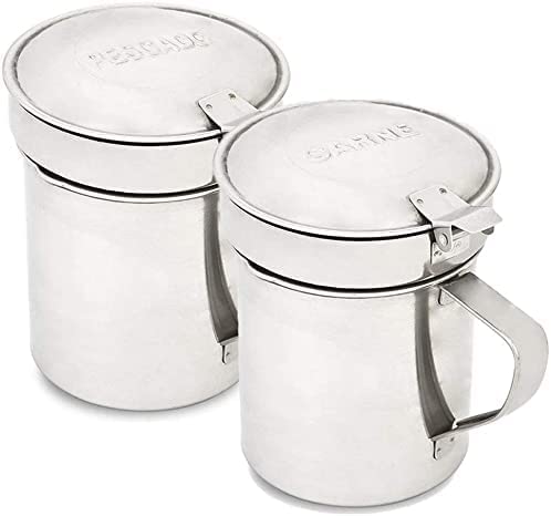RusticHome Pack 2 Aceiteras Para Aceite Usado Acero Inoxidable Para Cocina 550ML Con Filtro Metálico/ Recipiente Para Aceite Usado de Cocina y Grasa/ Grasera Cocina Metálica 550ML 2Uds Cover
