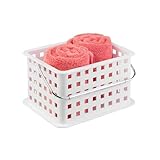 iDesign Spa Plastic Storage Organizer Basket with Handle for Bathroom, Health, Cosmetics, Hair Supplies and Beauty Products, 9.25