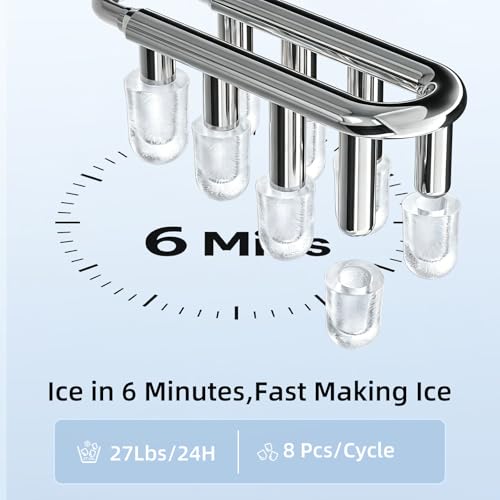 Image of Antarctic Star Countertop Ice Maker, 27 Lbs /24 Hrs | 8 Bullet Cubes Ready in 6 Mins, Self-Cleaning Portable Ice Machine with Ice Basket & Scoop for Home, Kitchen, RV & Camping