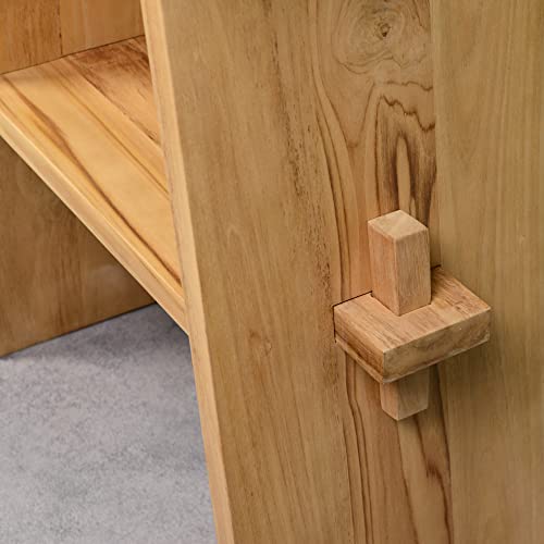 WOHNFREUDEN Waschtisch aus Teak-Holz ♥ 74 cm hoch – 60 cm lang ✓ geschliffene Oberfläche ✓ ideal für Naturstein Aufsatzbecken ✓ Waschbecken Unterschrank für Gäste WC Bad ✓versandkostenfrei ✓ - 5