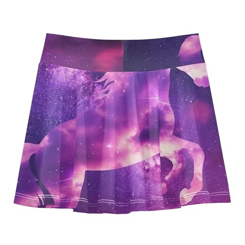 Mystical Unicorn Purple Pink Stars Athletic Shorts Girls Skorts Skirts with Shorts Uniform Flowy Skirt 3t2