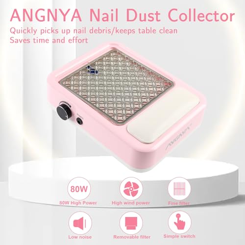 Angnya NAIL DUST COLLECTOR With 2 Reusable Filters,Nail Extractor Vacuum Acrylic Nail Dust Collector thumb #3