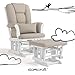 Storkcraft Tuscany Custom Glider and Ottoman with Free Lumbar Pillow (White/Taupe Swirl) - Cleanable Upholstered Comfort Rocking Nursery Chair with Ottoman