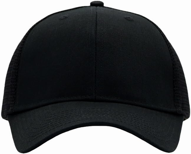 Image of Mens Mesh Snapback Hat Fits One Size & XXL | Structured Adjustable Trucker Hats | Sturdy Outdoor Blank Baseball Cap