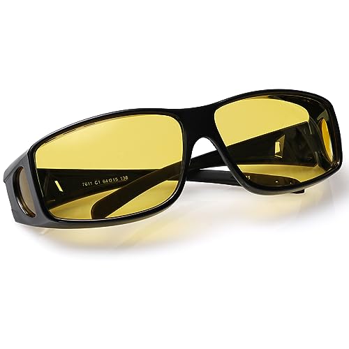 Yogo Vision Fit Over Night Driving Wrap Night Vision Yellow Tint Sunglasses Wear Over Eyeglasses Men Women2