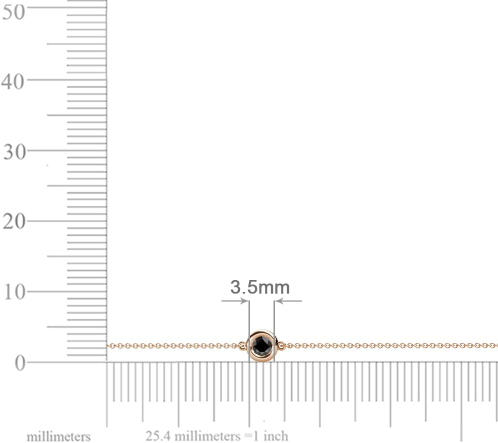 TriJewels Round Black Diamond 0.17 ct Solitaire Station Minimalist Bracelet 14K Gold