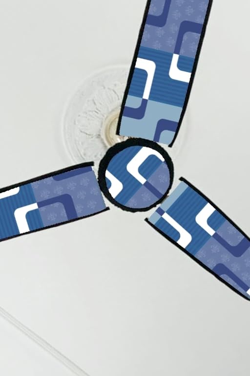 Image of Dustproof Premium Three Blade Ceiling Fan Cover with attachable Enclosure, Set of 1 Fan Cover (Blue).