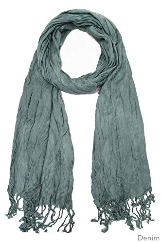 ScarvesMe Luxury Soft Women's Solid Soft Crinkle Shawl Light Scarf