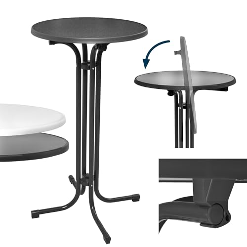 Beautissu Outdoor Table Bistrot Haute Pliante Ø60cm Bellini – Stable Résistante aux Intempéries Rayures, Pied Réglable en Hauteur, Montage Facile Support...