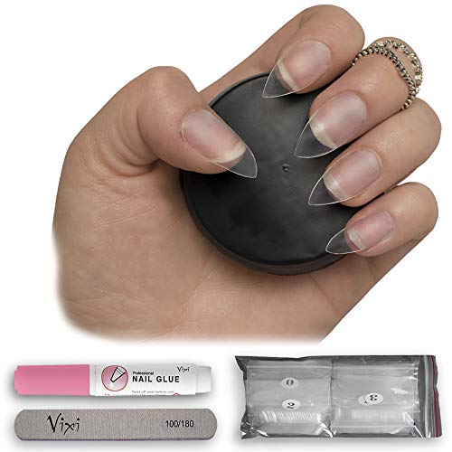 By Vixi MEDIUM STILETTO NAGELSET, GRATIS LIJM & VIJL, 10 maten – Doorzichtig, opvallende volledig dekkende kunstnagelextensies voor professionele schoonheidsspecialisten en thuisgebruik (600x Nagels)