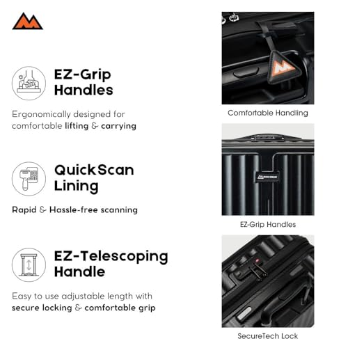 Image of MOVE-MEANT ROAMIFY Medium Cabin Suitcase 66 CM 8 Wheels Number Lock Poly Carbonate Black Trolley Bag for Men & Women | 360 Degree Wheeling System Luggage | Trolley Bags for Travel