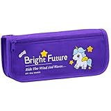 Estojo Escolar Pequeno Feminino Masculino Unissex Estampas Divertidas Ideal para Meninas e Meninos Organizador Lápis Canetinhas Canetas Material para Escola Poliéster (Roxo)