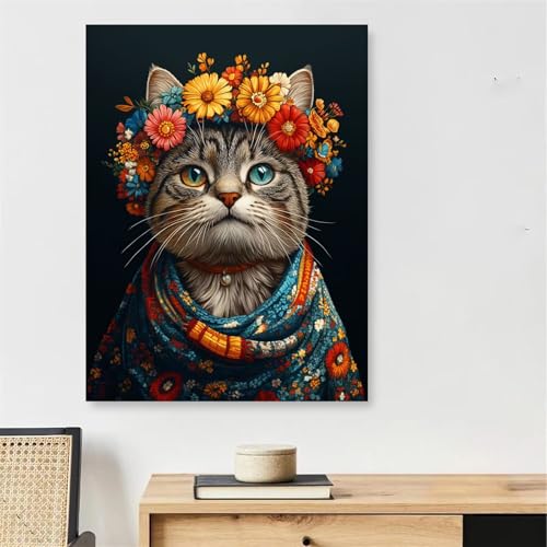 Peinture par numéro chat bohème 50x70cm avec kit complet de pinceaux