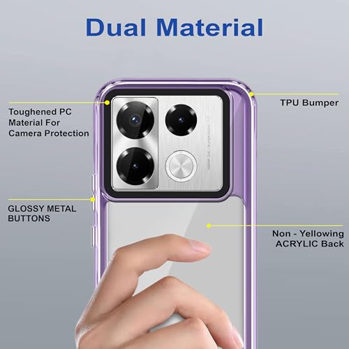 Image of Zapcase Back Case Cover for Infinix Note 40 Pro Plus 5G | Compatible for Infinix Note 40 Pro Plus 5G Back Cover | Case Cover with Camera Protection | (TPU + PC | Translucent Purple)