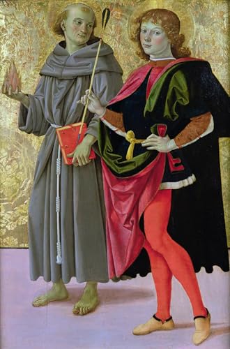 Peintures Stwith un saint franciscain Pietro Perugino contre mur terne