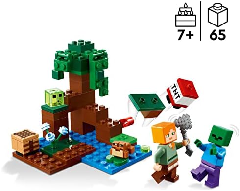 LEGO 21240 Minecraft The Swamp Adventure, Building Game Construction Toy with Alex and Zombie Figures in Biome, Birthday Gift Idea for Kids Aged 8+
