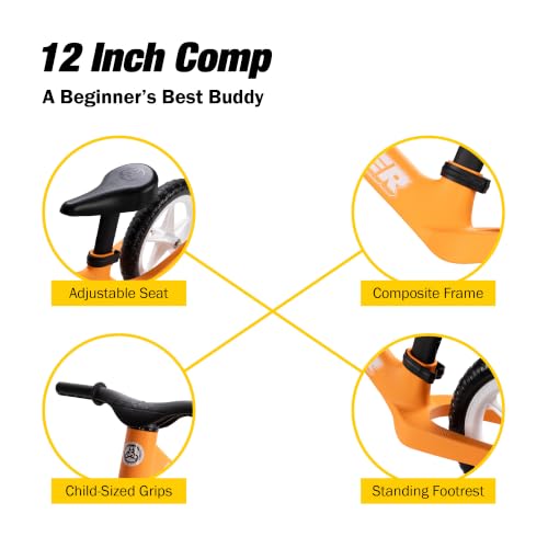 Image of Strider 12 Comp Bike- No Pedal Balance Bicycle for Kids 1 to 3 Years -Easy Assembly, Tool-Free Adjustments