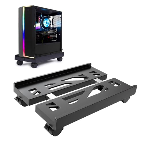 CPU Ständer Für PC,Computer Halterung,PC Halterung unter Schreibtisch,Instellbare CPU Ständer mit 4 Rollen Unter Schreibtisch Desktop Computer Tower Holder - Schwarz