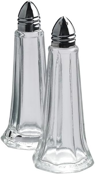 Set of 12 Classic Glass Eiffel Tower Salt & Pepper Shakers (6 Salt & 6 Pepper) Dispenser Pots with Screw Top Lid
