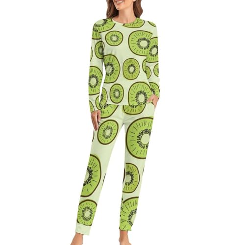 Pyjama femme Kiwi t-shirt manches longues pour des nuits douces et cocooning