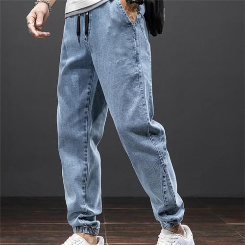 Men's Spring Fall Blue Cargo Jeans – Baggy Denim Jogger Pants, Streetwear Casual Trousers2