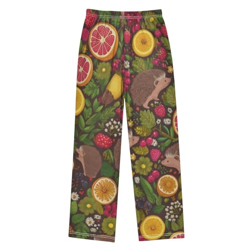 ZZXXB Hedgehog Orange Boys Long Pants Soft Trousers Elastic Waist Kids Lounge Bottoms with Pockets S-XL2