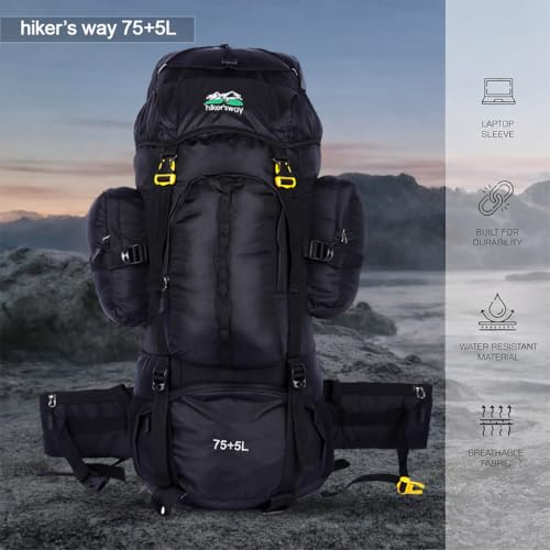 Image of hiker's way 75+5 Ltrs Rucksack bags Rucksacks for men Trekking bags for men backpacks Travelling Bag For men and women with waterproof compartment with rain cover