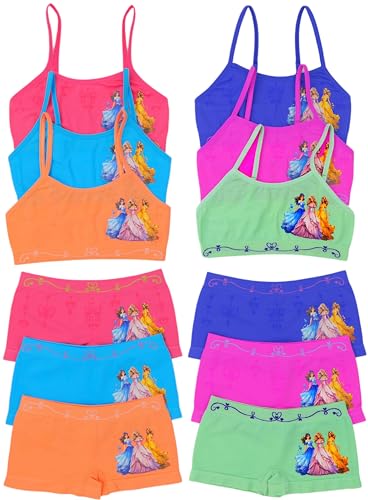 Image of ToBeInStyle Girl Pack of 6 Set Spaghetti Strap Training Bras & Boyshorts Bikinis