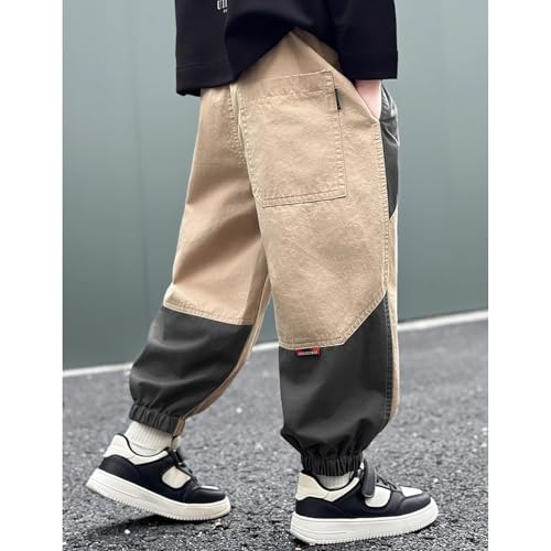 Boys Outdoor Cargo Pants Comfortable Stretch Waist Twill Joggers for Active Kids Everyday Casual Wear4
