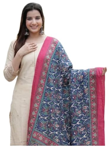 Image of GoSriKi Kurta Set Women Viscose Embroidered | Kurti Set Woman | Kurta Pant Dupatta 3 Piece Outfit | Round-Neck 3 /4 Sleeve Straight Fit Ethnic Wear Ladies Dress Stylish Traditional Clothing