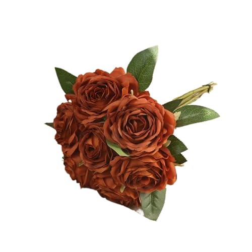 AOEGBY Flor Artificial Artificial Flowers Silk Orange Thousand Layer Roses Bundle Home Restaurant Hotel Decoration Fake Flower Wedding Simulation Rose Paniculata Artificial(Orange5)