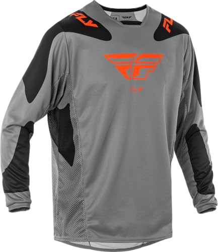 Fly Racing Men's Kinetic Sym Jersey (Grey/Orange/Black, Large)