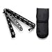TRUEGOOD Butterfly Knife Trainning Practice Comb Unsharpened Blade (Black-Thick)