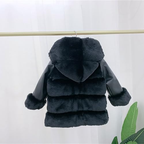 Girls Hooded Jacket Faux 𝗙𝘂r Zip Long Sleeve Thick Fleece Outerwear Kids Winter Thermal Warm Cozy Coat2