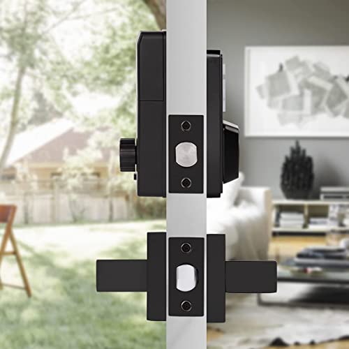 Probrico Keypad Deadbolt With Passage Door Handle, Keyless Smart Deadbolt With 100 Codes With 1-Touch Motorized Locking, Black #TOP7