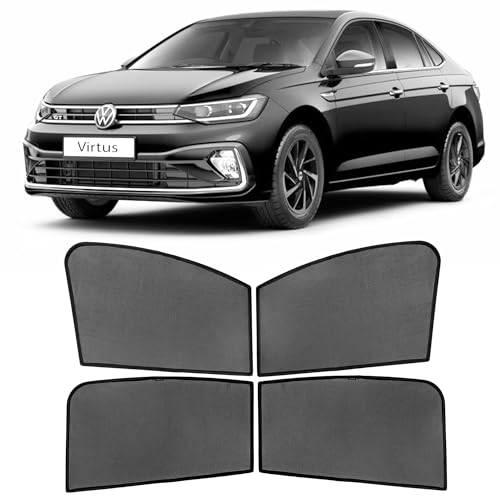 Image of AutoStory Custom Fit Black Mesh Car Sunshade for Virtus | UV & Heat Protection Car Window Curtains | Privacy Car Sun Shade | Breathable Vehicle Specific Side Window Shades