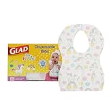 Glad for Kids Unicorn Paper Disposable Bibs with Crumb Catcher for Feeding - Absorbent and Leakproof Eating and Travel Must Haves for Mess-Free Meals, 30 Count