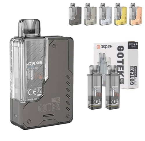 Aspire GOTEK PRO �d�q�^�o�R �����^�уV�[�V�� POD �X�^�[�^�[�L�b�g 1500mAh�o�b�e���[�{�� 4.5ML �S�[�e�b�N �|�b�h �J�[�g���b�W 0.8ohm �R�C�� �y���K�i�z�j�R�`���Ȃ��^�o�R�Ȃ�(�K�����^��+0.6POD) (�K��