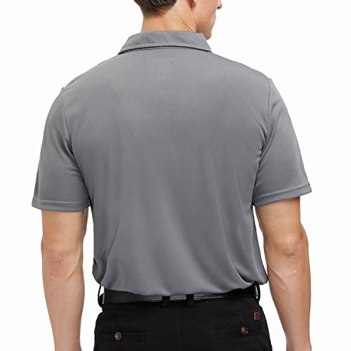 Men's Classic Fit Short Sleeve Solid Soft Golf Polo Shirt 12177 Gray, M